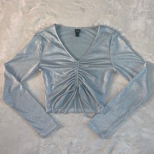 Sparkly Long Sleeve Scrunchy Crop top size:xs